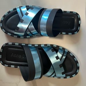 Acne Blue Metallic Sandals (US 7 / 37.5 EU)